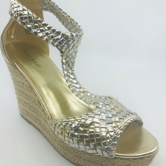 Nine West Gold/Silver Wedge Sandals OBSESSOL1 - Picture 2 of 7